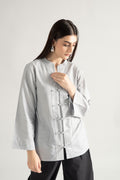 LUMA MANADARIN IRISH COTTON TOP GREY (ship in 5 Days)
