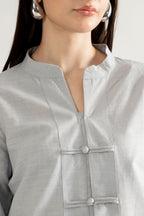 LUMA MANADARIN IRISH COTTON TOP GREY (ship in 5 Days)