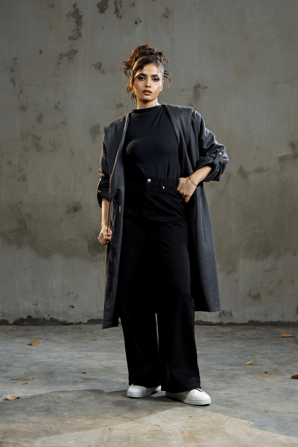 osaka wide leg jeans Black