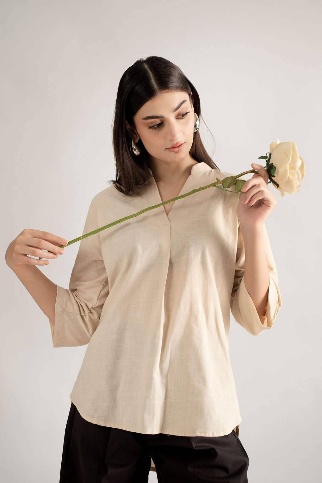 VALE IRISH COTTON BLOUSE BEIGE (ship in 5 Days)
