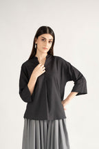 VALE IRISH COTTON BLOUSE BLACK (ship in 5 Days)