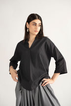 VALE IRISH COTTON BLOUSE BLACK (ship in 5 Days)