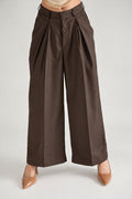 FLOE TAILLORED WIDE LEG  PANTS BROWN  (Ship in 7 Days)