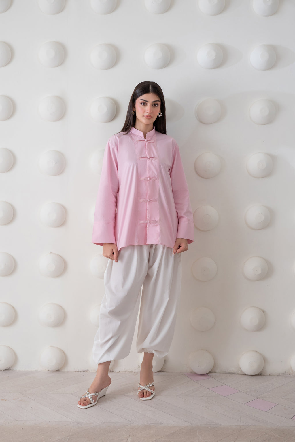 Blush Mandarin Shirt (ship in 5 days )