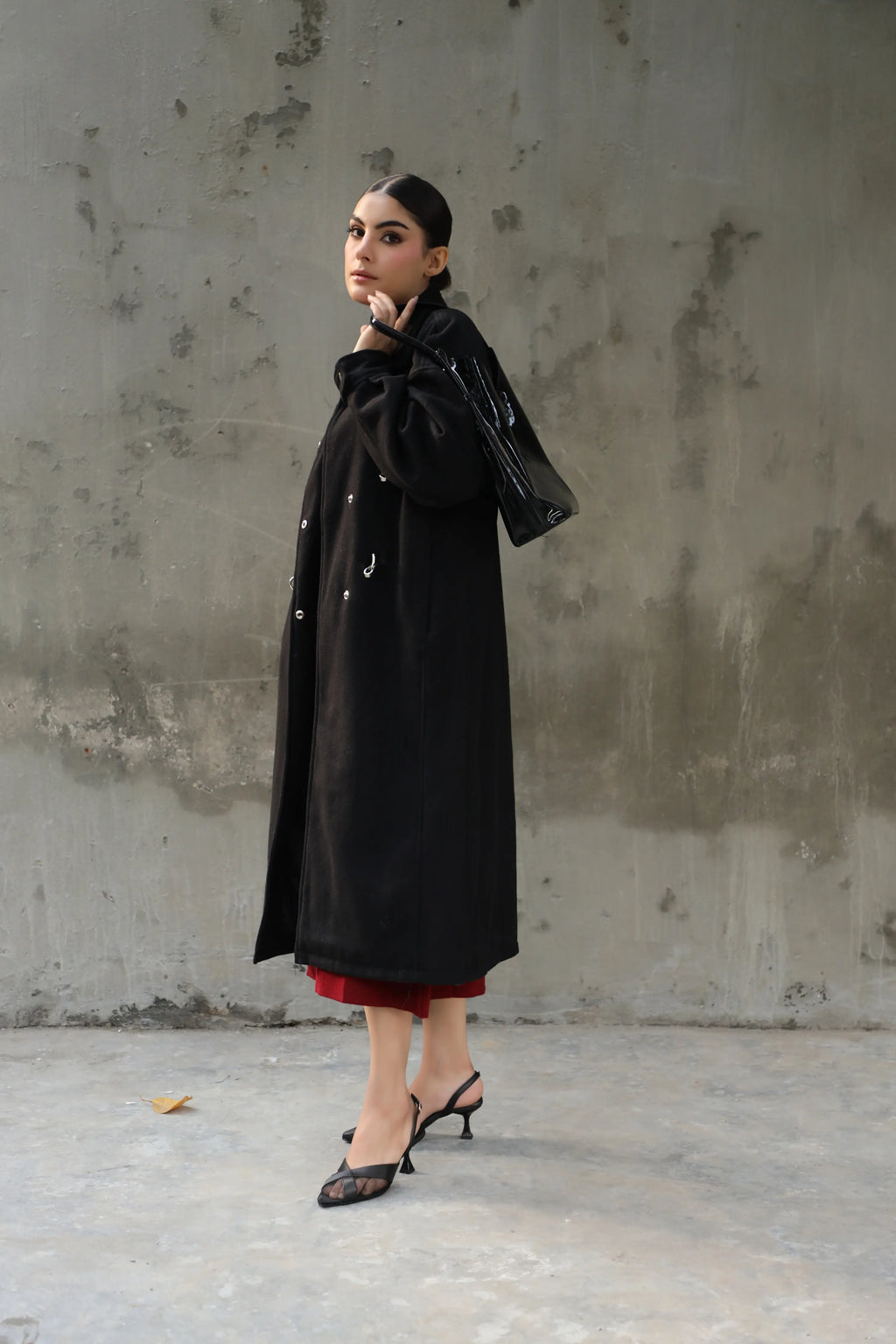 Cavallo woollen Long Coat  Black