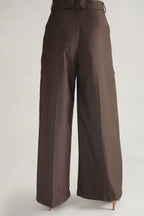 FLOE TAILLORED WIDE LEG  PANTS BROWN  (Ship in 7 Days)
