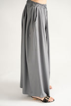 DRAPED PLAZZO HERRINGBONE PANTS  GREY  (Ship in 7 Days)
