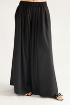 DRAPED PLAZZO HERRINGBONE PANTS BLACK  (Ship in 7 Days)