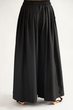 DRAPED PLAZZO HERRINGBONE PANTS BLACK  (Ship in 7 Days)