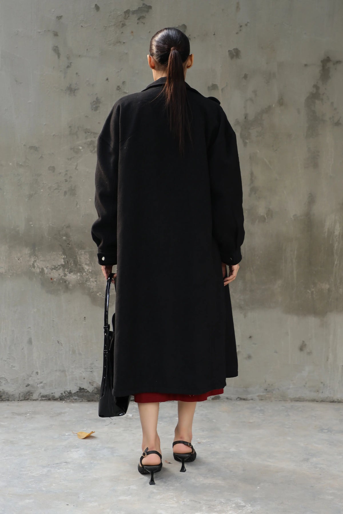 Cavallo woollen Long Coat  Black