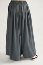 DRAPED PLAZZO HERRINGBONE PANTS DARK GREY  (Ship in 7 Days)