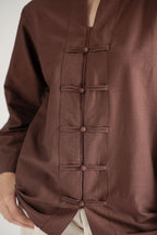 LUMA MANADARIN IRISH COTTON TOP  BROWN (ship in 5 Days)
