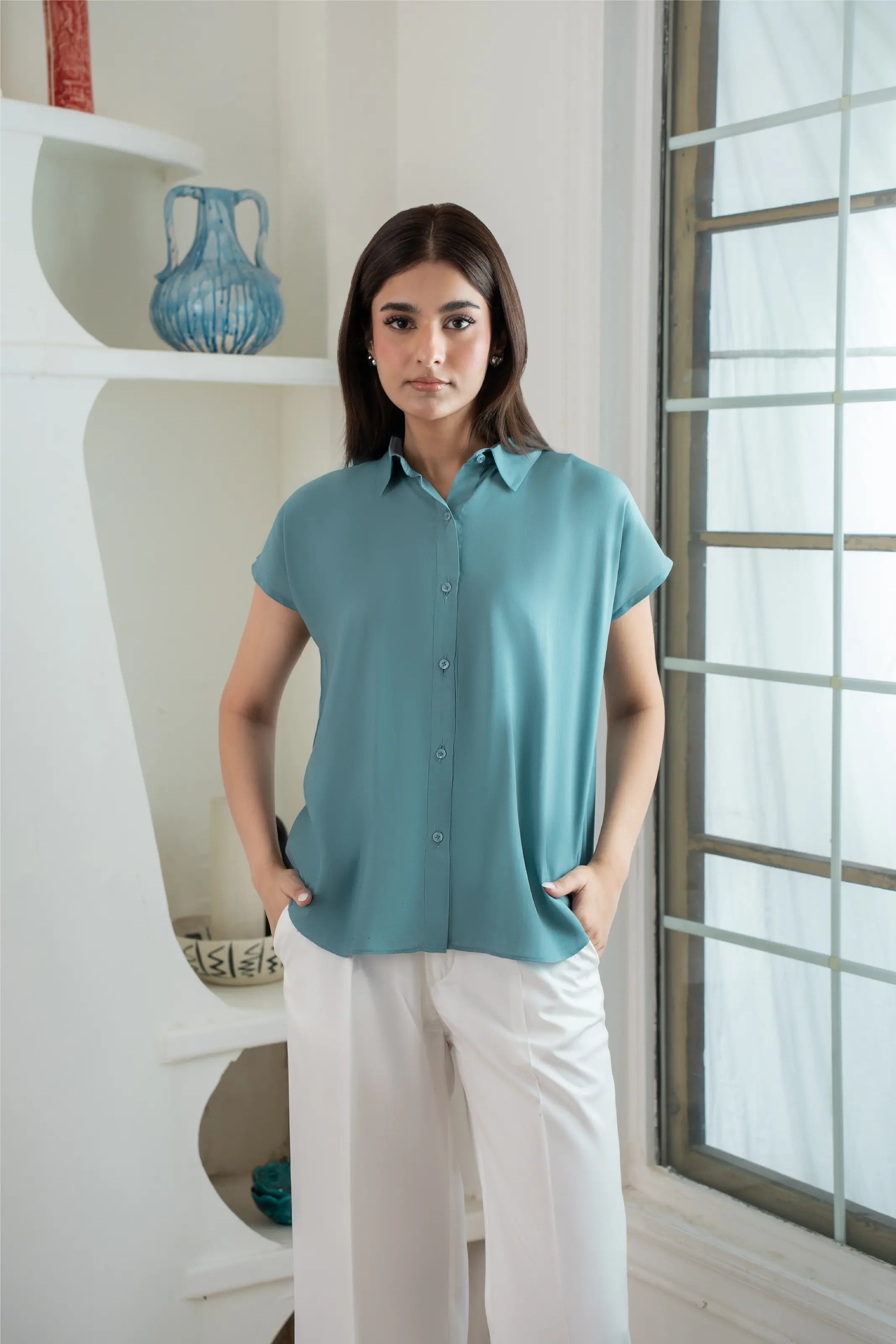 Barelight Button Down Blue (ship in 5 days )