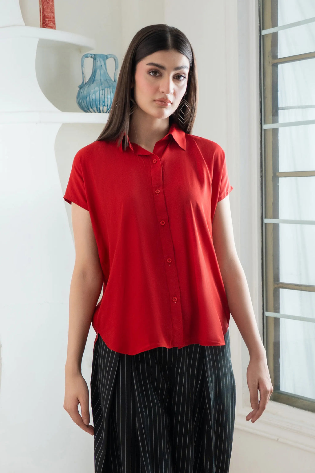 Barelight Button Down Red (ship in 5 days )