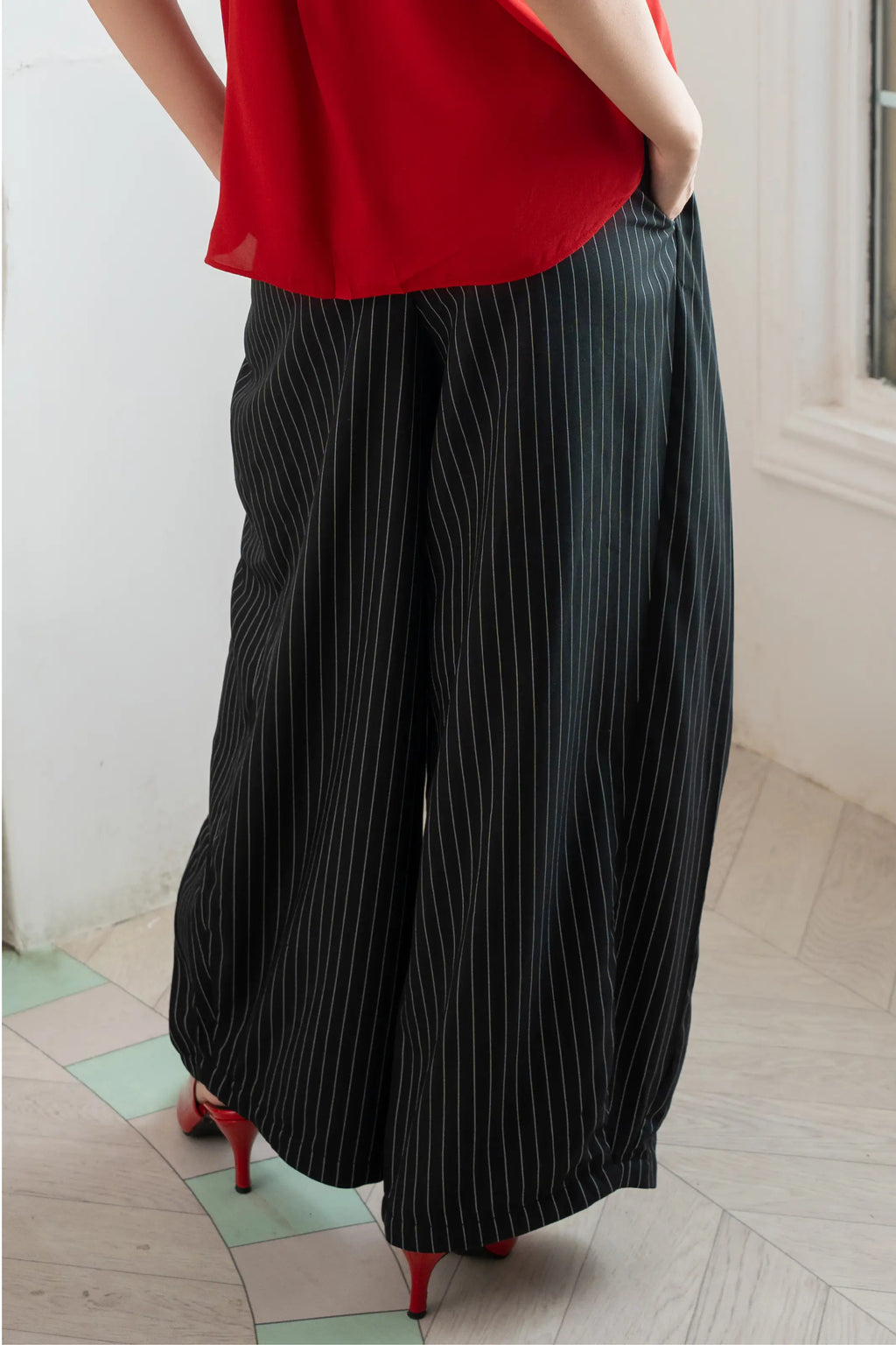 Pinstripe Tulip Pants (ship in 5 days )