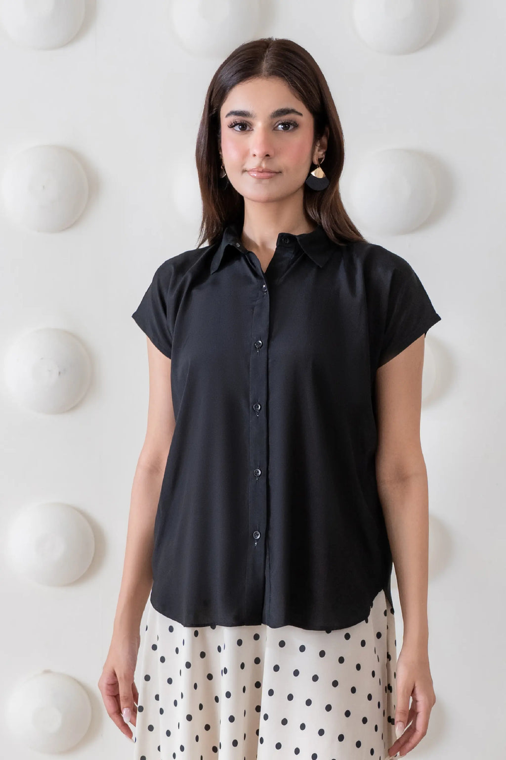 Barelight Button Down Black (ship in 5 days )