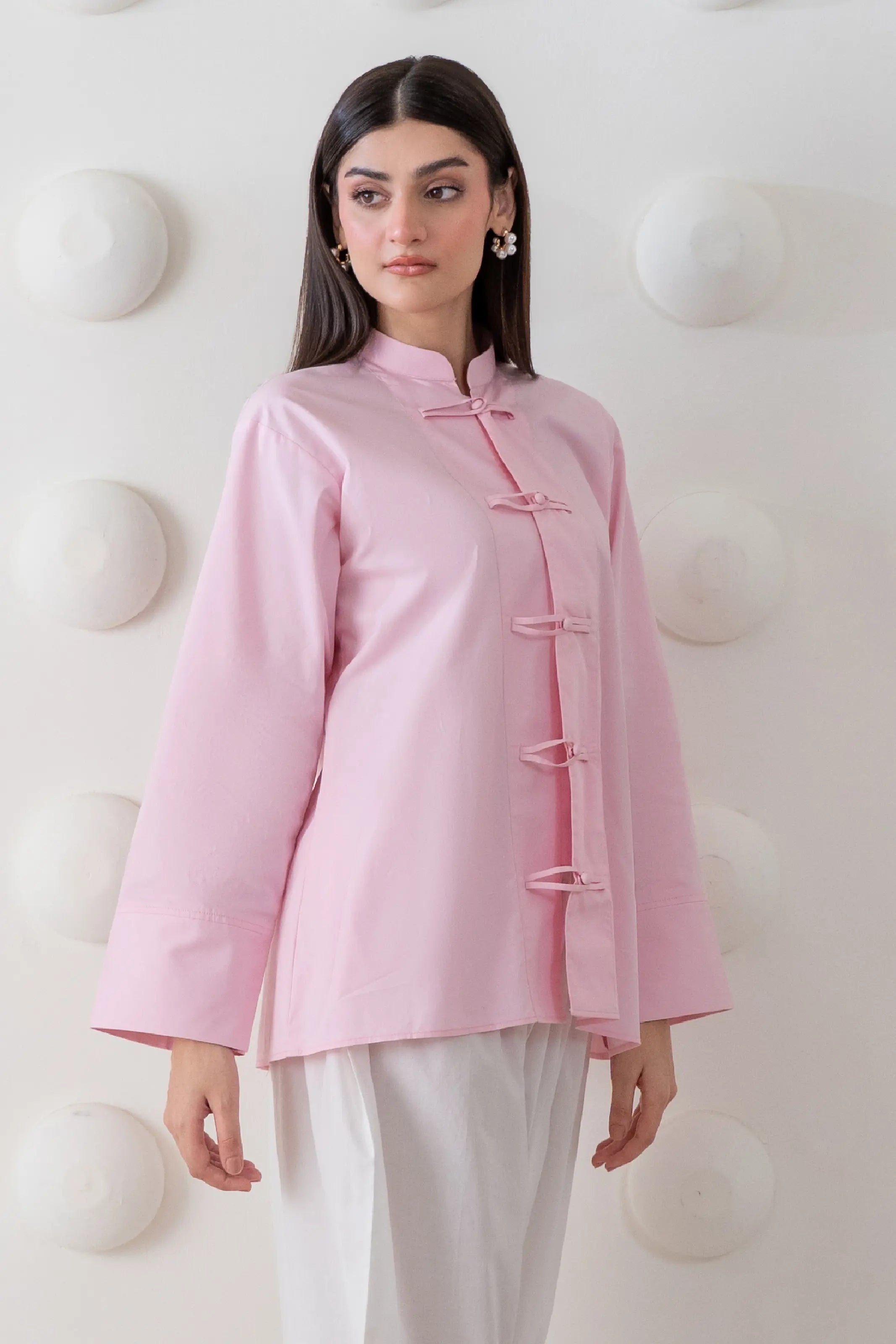 Blush Mandarin Shirt (ship in 5 days )